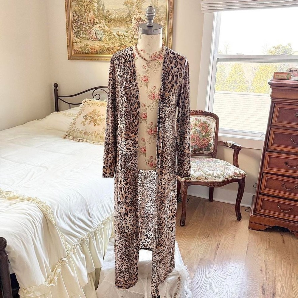 boho‎ southern fried chicken medium leopard duster cardigan